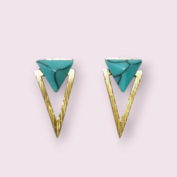 Jewelry - NEW Turquoise Sterling Silver Trillion Earrings